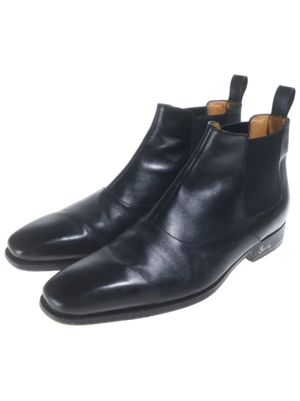 Gucci Logo Leather Side Gore Boots Black